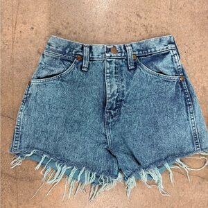 Wrangler Blue Frayed Jean Shorts